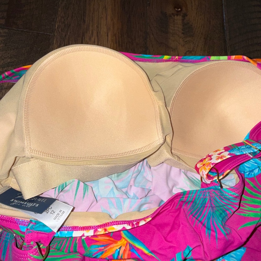 Kim Gravel x Swimsuits For All Pink Tropical Floral Tankini Set & Shorts Size 12 - Picture 6 of 6